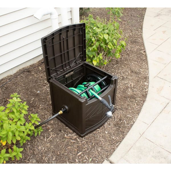 175ft Hose Hideaway Garden Reel Storage Box Bin Resin Container Outdoor  Holder