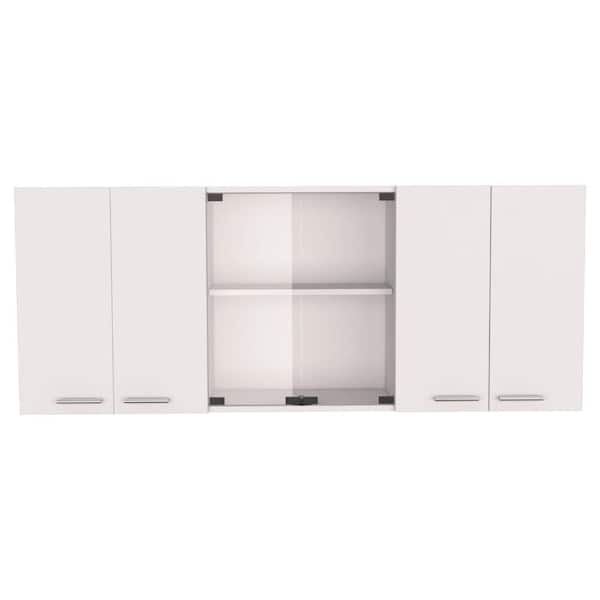 White Wood 27.5 in. Kitchen Island with Shelf