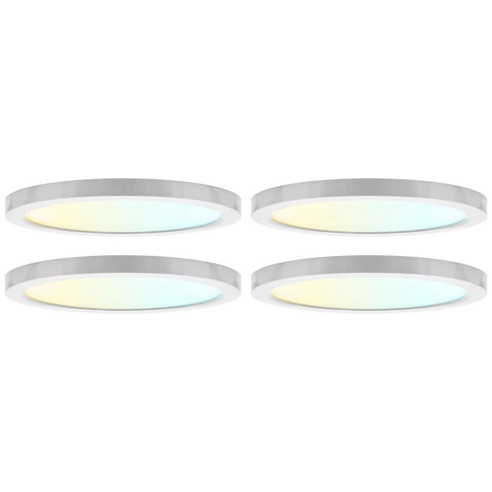 Brushed Nickel Outdoor Integrated LED 9 In. Flush Mount Ceiling Light, 5CCT, 1500LM, 110° Beam, 18W, Dimmable 4 Pack price history on PriceWatchPro
