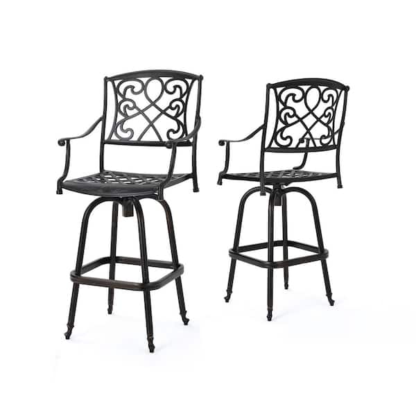 Cheney Swivel Aluminum Balcony Height Outdoor Patio Bar Stool (2-Pack)