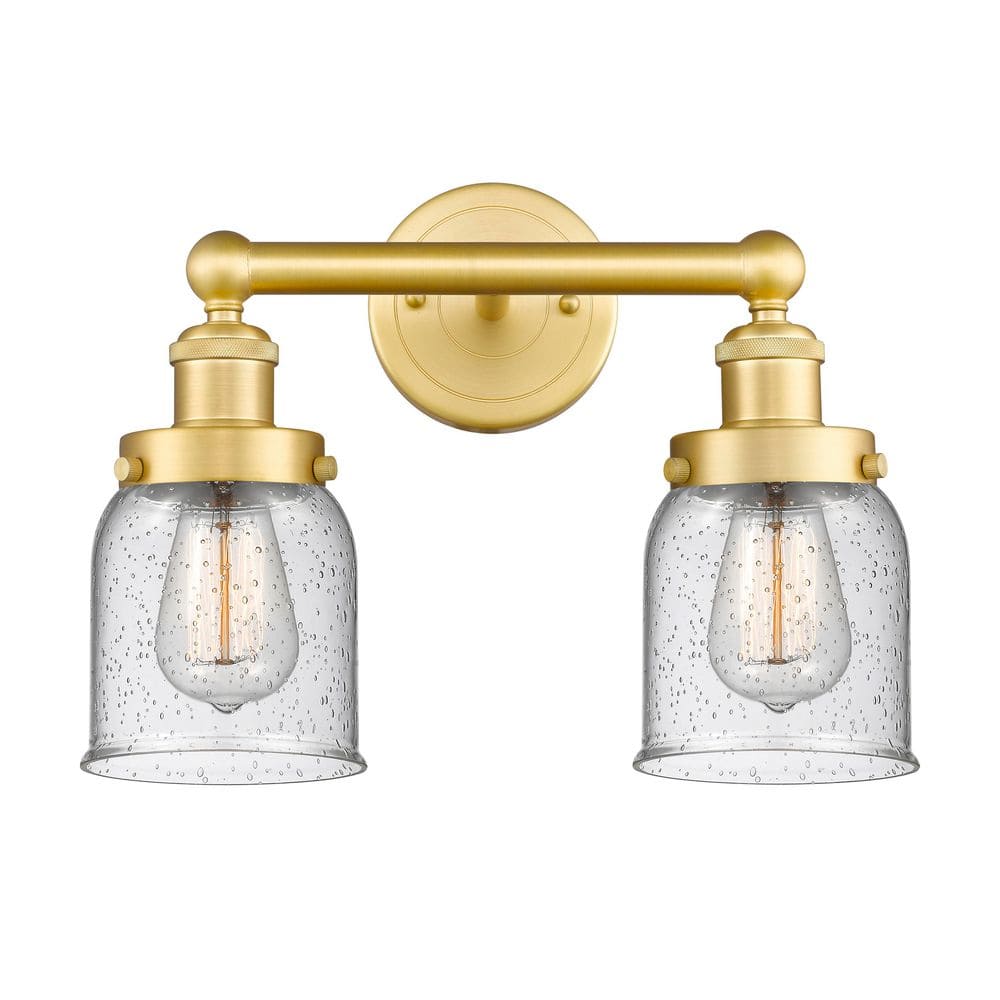 Bell 15.5 in. 2-Light Satin Gold Vanity Light with Glass Shade price history on PriceWatchPro