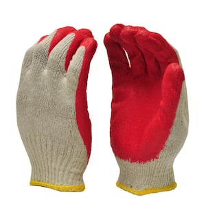 String Knit Palm Latex Dipped Red Large Gloves (10-Pair)