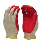 G & F Products Large String Knit Palm Latex Dipped Gloves in Red