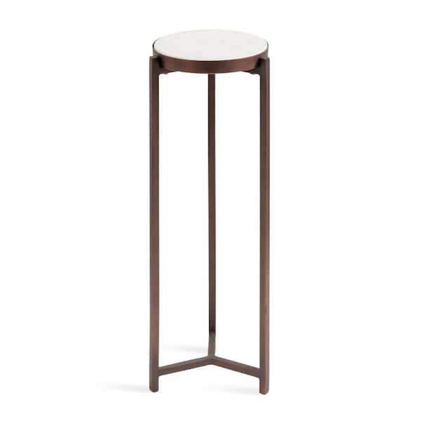 Kate and Laurel Aguilar 9 in. Bronze Round Marble End Table