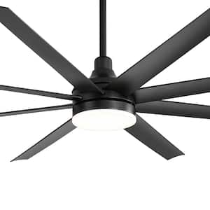 Aaron 6 ft. Indoor Black Ceiling Fans with Light, Integrated LED 8-Reversible Black Blades and Remote Control