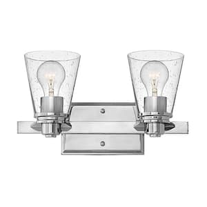 Avon 14.5 in. 2-Light Chrome with Clear Glass Vanity Light