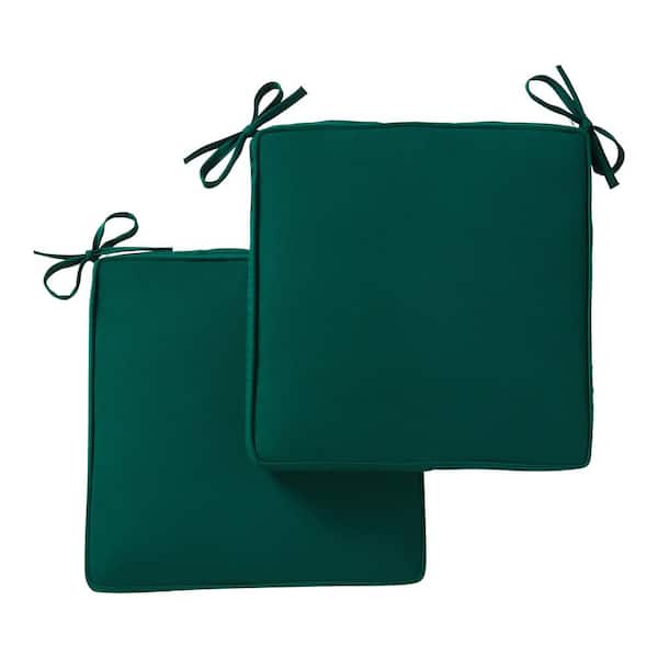 Greendale Home Fashions Sunbrella Forest Green Square Reversible Outdoor Seat Cushion (2-Pack)