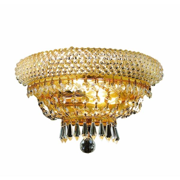 Elegant Lighting 2-Light Gold Semi-Flush Mount Light with Clear Crystal