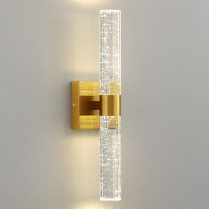 Modern 2-light Gold Dimmable Wall Sconce with Bubble Glass Shade 4000K LED Bathroom Vanity Light