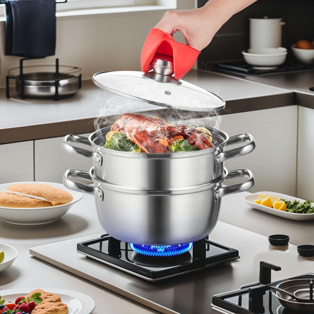 Stainless Steel 9.5'' Steamer Pot with Basket Insert