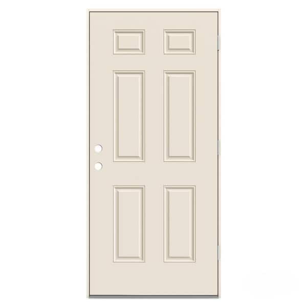 JELD-WEN 36 in. x 80 in. 6-Panel Primed Steel Prehung Left-Hand Outswing Front Door
