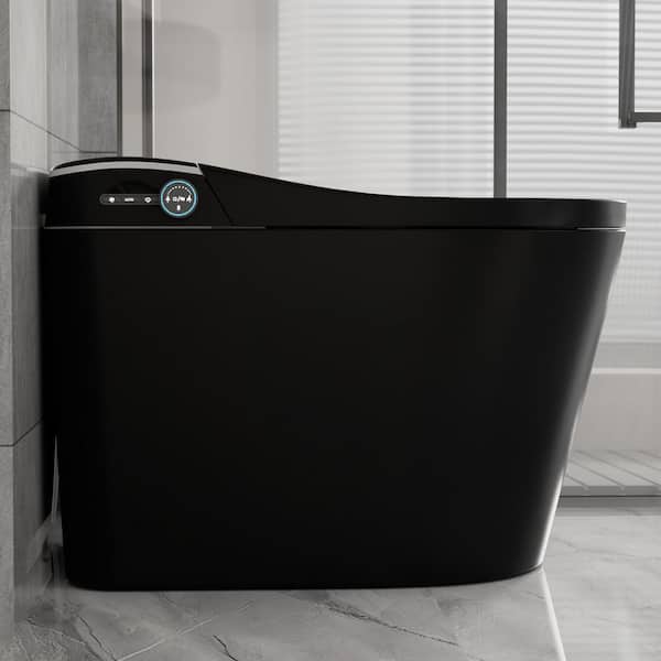 Elongated Bidet Toilet 1. 28 GPF in Black w/Auto Open and Flush Auto Soft Close Seat and Hands-Free Adjusted Heated Seat