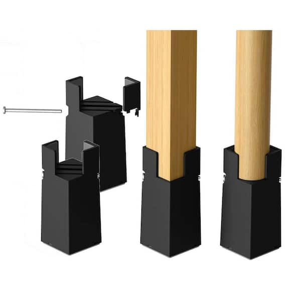 Black Solid Wooden Bed Risers Furniture Risers with Non-Slip Recessed Hole (4-Pack)
