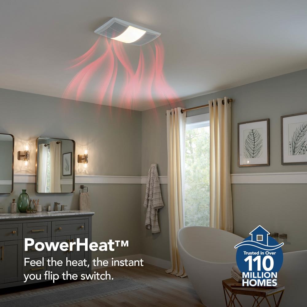 Broan-NuTone White Steel Ceiling Mount Bathroom Fan with Heater and LED Light