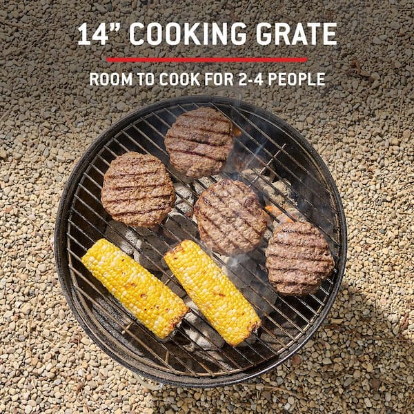 Smokey Joe 14 in. Portable Charcoal Grill in Black with Tuck-N-Carry Lid Lock