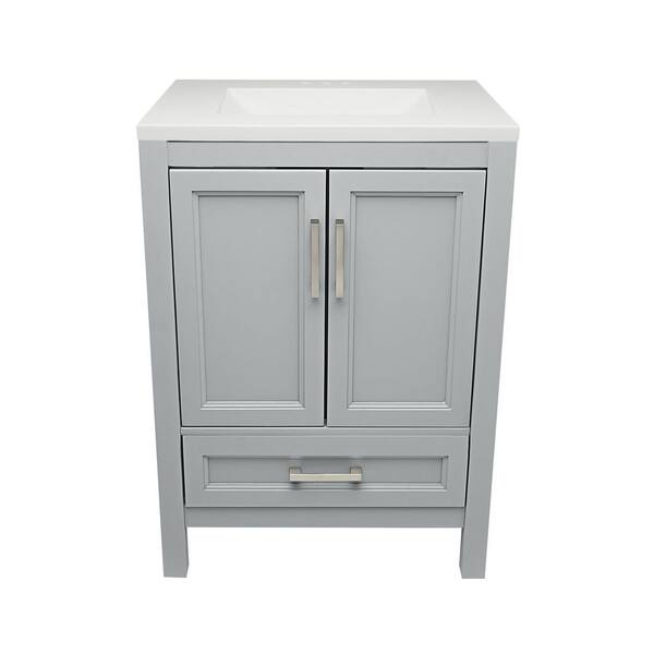Ella Nevado 25 in. W x 19 in. D x 36 in. H Bath Vanity in Gray with Cultured Marble Vanity Top Sink in White