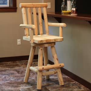 Rustic 29.5 in. Unfinished Wood Log Style Bar Stool