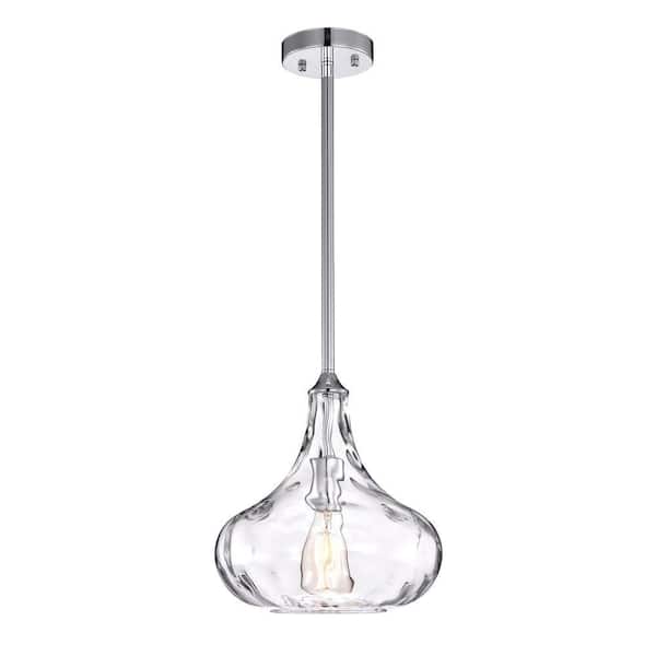 Warehouse of Tiffany Enielle 9 in. 1-Light Indoor Chrome Finish Pendant Chandelier