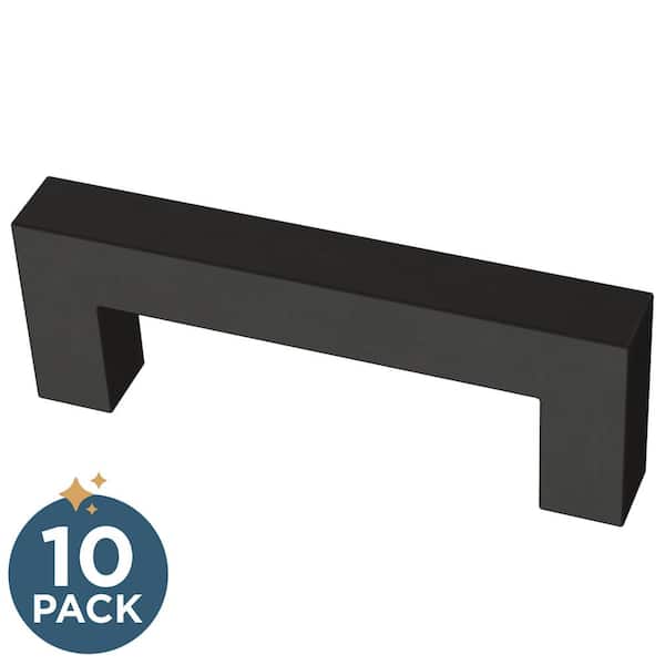 Franklin Brass 10-Pack Simple Modern Square 3 in. (76 mm) Modern Matte Black Cabinet Handle Drawer Pulls