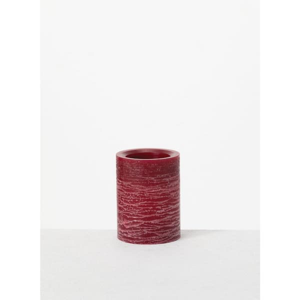 SULLIVANS 4 in. Red Frosted LED Candle Pillar