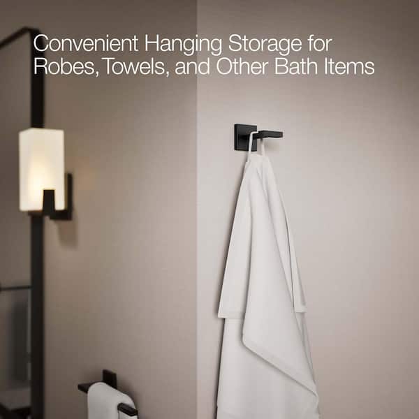 KOHLER Square Knob Robe/Towel Hook in Matte Black 23290-BL - The