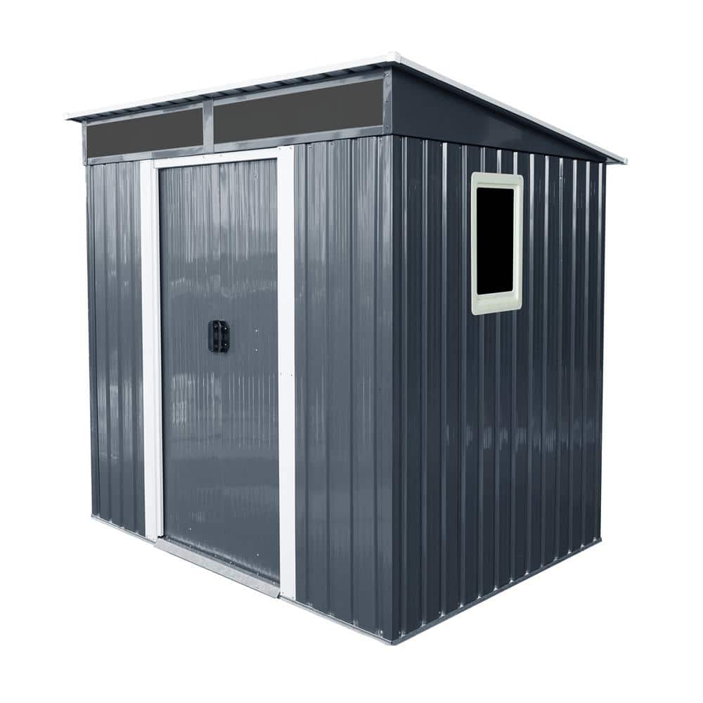 6 ft. W x 5 ft. D Black Outdoor Metal Storage Shed with Window and Transparent plate for Garden, Lawn (30 sq. ft.) price history on PriceWatchPro