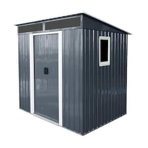 6 ft. W x 5 ft. D Black Outdoor Metal Storage Shed with Window and Transparent plate for Garden, Lawn (30 sq. ft.)