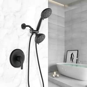 48-Spray Round High Pressure Multifunction Deluxe Wall Bar Shower Kit with Hand Shower in Matte Black (Valve Included)