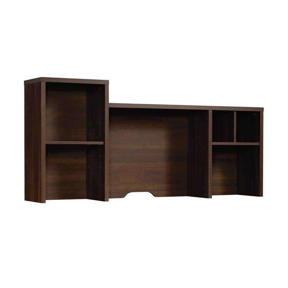 Spiced Mahogany Wood Computer Desk Hutch with Adjustable Shelf
