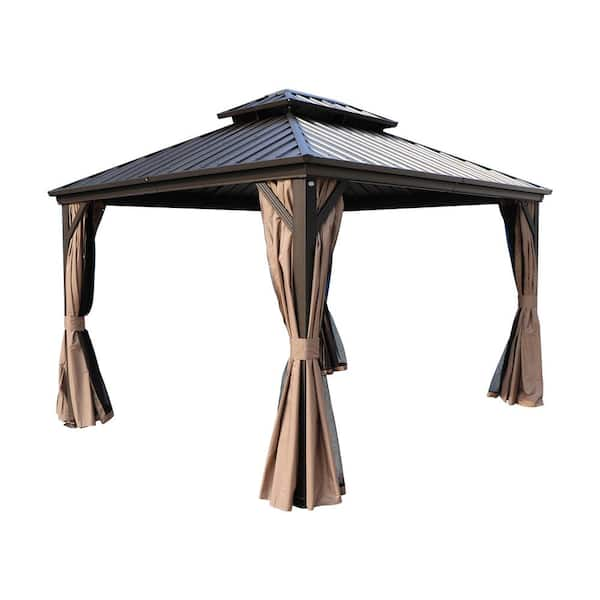 KOZYARD Caesar 10 ft. D x 9 ft. H x 12 ft. W Aluminum Hardtop Gazebo ...