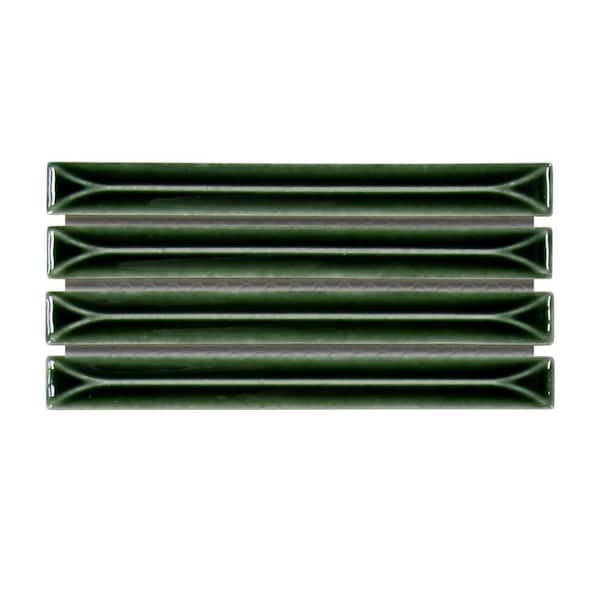 Stacked Green 6 in. x 6 in. Glossy Porcelain Wall Mosaic Tile Kit Kat Finger Tile (0.25 sq. ft. /Case)