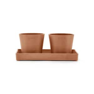 Amsterdam 4 in. Terracota Premium Sustainable Planter x2 ( with Display Platter)