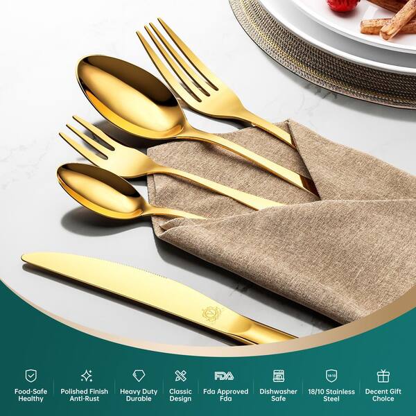 vancasso 48-Piece Rose Gold Stainless Steel Flatware Set (Service for 12)  VS-SW-G48-R - The Home Depot
