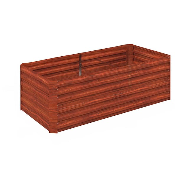 Oyezvary 70.75 in. Brown Steel Rectangular Outdoor Planter Raised Beds with Reinforcing Bars for Growing Vegetables Flowers Herbs