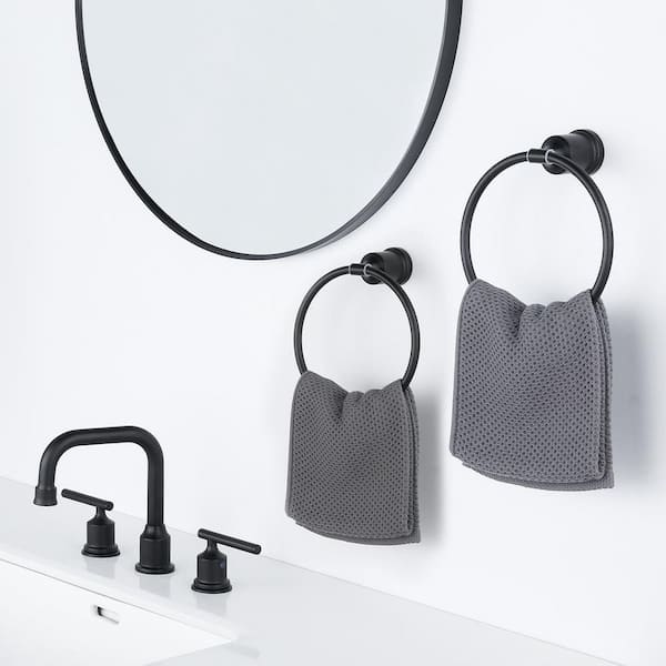 Stainless Steel Wall Mounted Round Closed Towel Ring Bath Hardware Accessory with Concealed Hardware in Matte Black