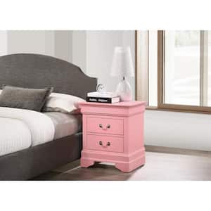 Louis Philippe 2-Drawer Pink Nightstand (24 in. H x 21 in. W x 16 in. D)
