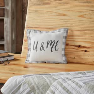 Finders Keepers Soft White, Ash Grey Farmhouse U And Me 9 in. x 9 in. Throw Pillow