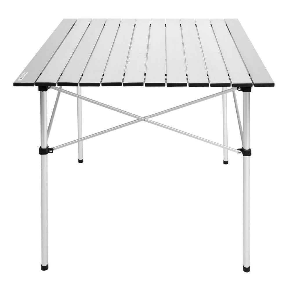 GVODE 28 in. Square Portable Folding Aluminum Picnic Table in Sliver