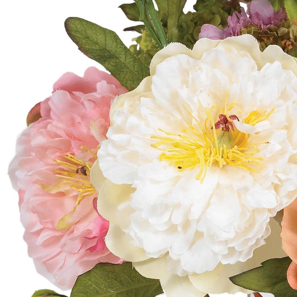 Elegant Mixed Peony Silk Arrangement in Glass Vase - 13in