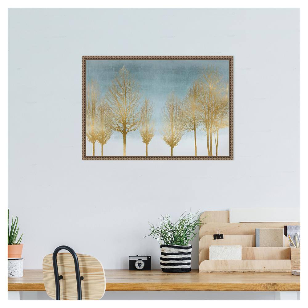 Gold Forest on Aqua Framed Canvas Wall Art, 23 x 16