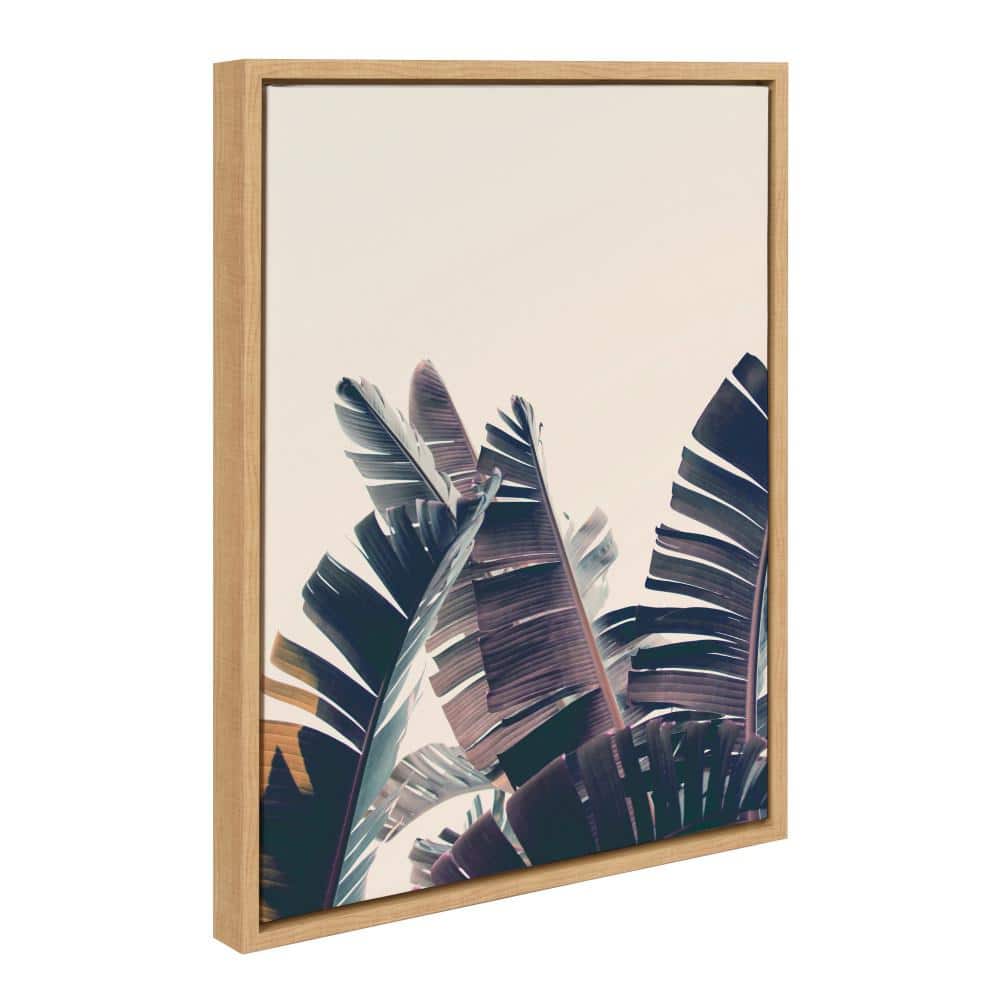 Natural Framed Beach Palm Tree Canvas Wall Art, 18x24