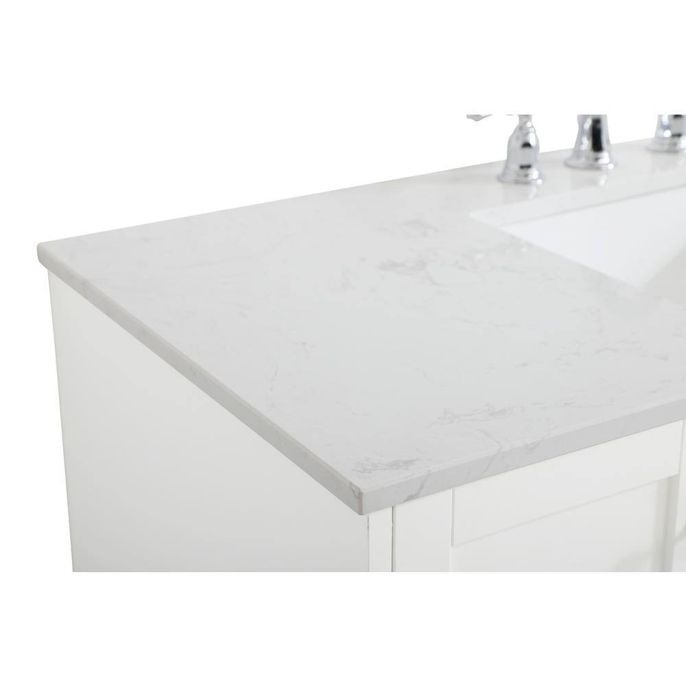 White 48" Single Quartz Top Bathroom Vanity with Drawers