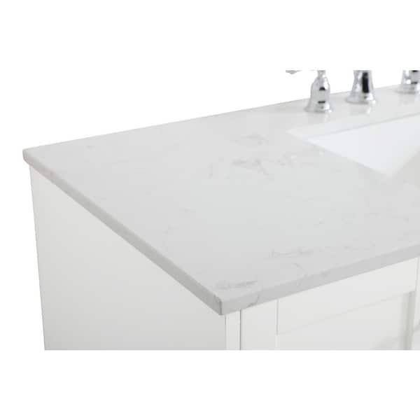 Bestview 49-in Carrara White Quartz Bathroom Vanity Top Bestview 49-in Carrara White Quartz Bathroom Vanity Top