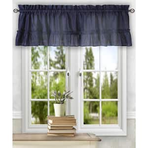 Stacey 13 in. L Polyester/Cotton Ruffled Filler Valance in Navy