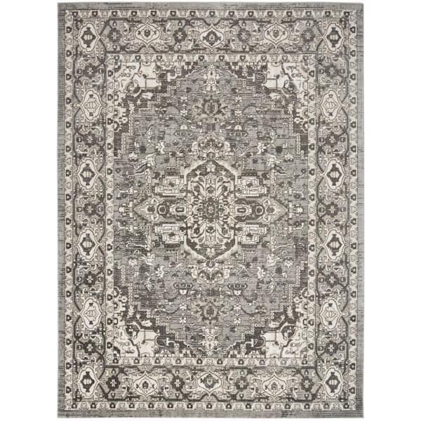 Nourison Concerto Grey 8 ft. x 10 ft. Center medallion Transitional Area Rug