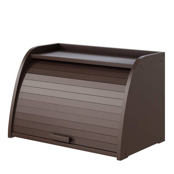 1 Piece Large Capacity Brown Bamboo Corner Bread Box for Kitchen Countertop Homemade Bread, Pastry, and Bakery Storage