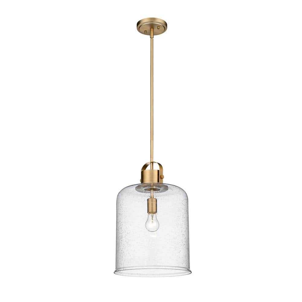 Kinsley Heirloom Gold 12" Transitional Seeded Glass Pendant Light