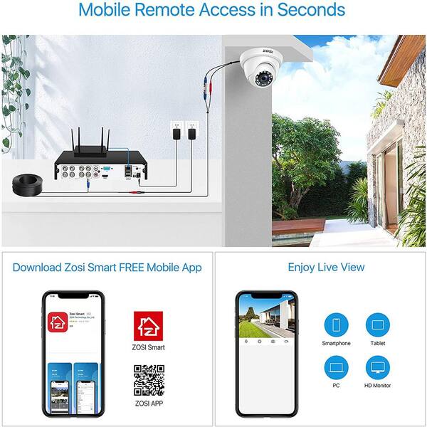 ZOSI 8 Channel 5MP-Lite 1TB Hard Drive DVR Security Camera System