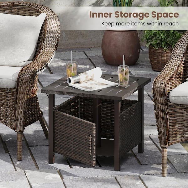 ihome patio umbrella side table demi shade  Veradek US standing umbrella table is all Hanover 25" Square Umbrella Side