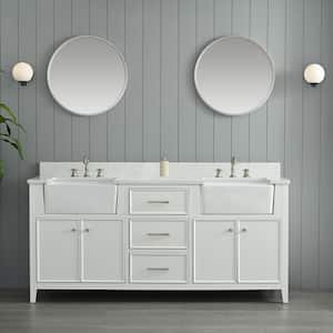 Casey 72 in. W x 22 in. D Bath Vanity in White with Engineered Stone Vanity Top in Ariston White with White Sink